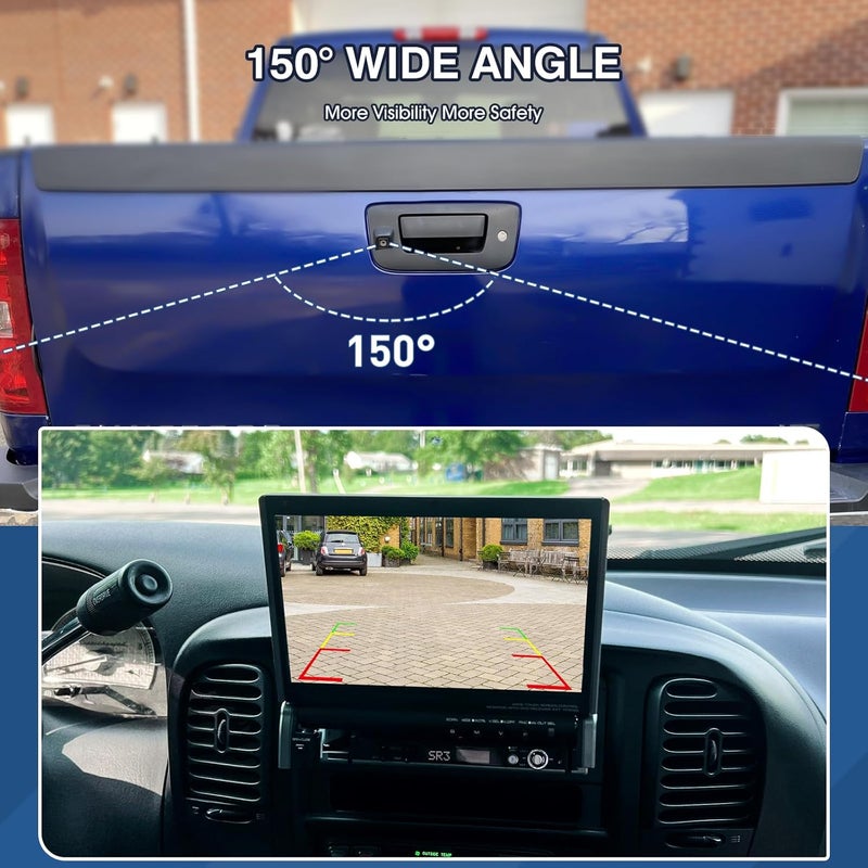 ACAUTO Tailgate Handle Backup Camera Fit for Chevy Silverado GMC Sierra 1500 2500 HD 2007-2013 Tailgate Reversing Rear View Park Assist Camera RCA Plug Replaces 22755304 - Image 3